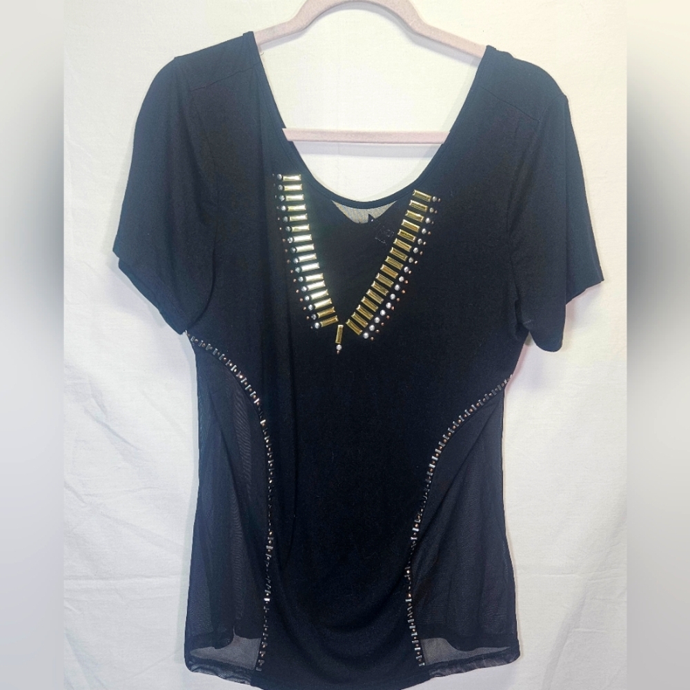 BKE Boutique Black Embellished Women's Top